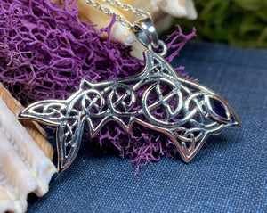 Shark Necklace, Celtic Jewelry, Celtic Shark Pendant, Irish Jewelry, Ocean Jewelry, Fish Jewelry, Celtic Knot Jewelry, Survivor Gift