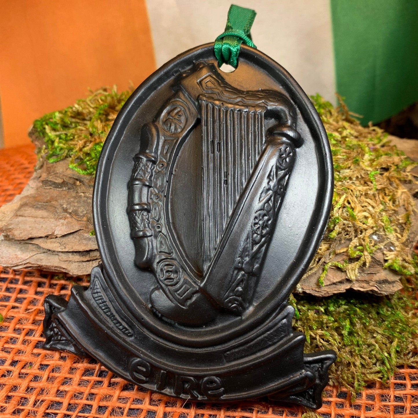 Irish Harp Wall Hanging, Turf Hanging Ornament, Christmas Tree Ornament, Ireland Gift, Irish Turf Gift, Housewarming Gift, New Home Gift