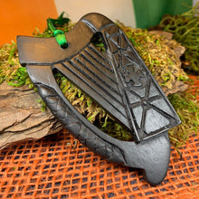 Load image into Gallery viewer, Irish Harp Ornament, Harp Turf Hanging Ornament, Christmas Tree Ornament, Ireland Gift, Irish Turf Gift, Housewarming Gift, New Home Gift