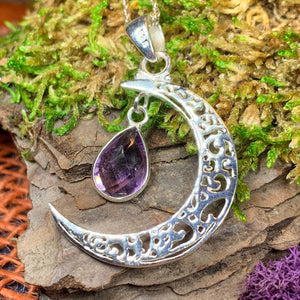 Moon Necklace, Celtic Knot Jewelry, Celtic Jewelry, Anniversary Gift, Wiccan Jewelry, Pagan Necklace, Celestial Jewelry, Birthstone Jewelry