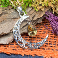 Load image into Gallery viewer, Moon Necklace, Celtic Knot Jewelry, Celtic Jewelry, Anniversary Gift, Wiccan Jewelry, Pagan Necklace, Celestial Jewelry, Birthstone Jewelry
