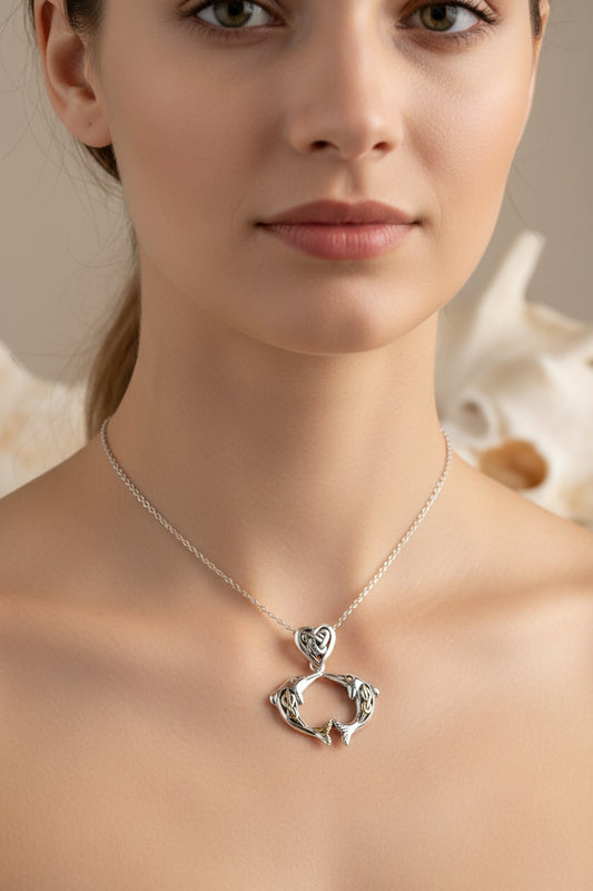 Dolphin Necklace, Celtic Jewelry, Irish Jewerly, Ocean Lover Jewelry, Beach Jewelry, Fish Necklace, Nautical Jewelry, Sea Jewelry, Mom Gift