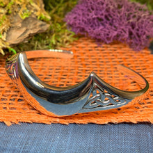 Load image into Gallery viewer, Moon Bracelet, Celtic Jewelry, Irish Jewelry, Crescent Moon Jewelry, Celestial Jewelry, Viking Jewelry, Bangle Bracelet, Cuff Bracelet