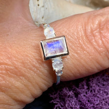 Load image into Gallery viewer, Moonstone Ring, Moonstone Engagement Ring, Boho Statement Ring, Anniversary Gift, Wiccan Jewelry, Silver Boho Ring, Mom Gift, Wife Gift