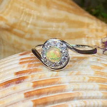 Load image into Gallery viewer, Opal Ring, Promise Ring, Engagement Ring, Celtic Jewelry, Anniversary Gift, Wiccan Jewelry, Boho Statement Ring, Silver Cocktail Ring