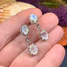 Load image into Gallery viewer, Moonstone Earrings, Bridal Drop Earrings, Faceted Moonstone Dangle Earrings, Anniversary Gift, Mom Gift, Wiccan Jewelry, June Birthstone