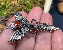Load image into Gallery viewer, Phoenix Necklace, Celtic Jewelry, Bird Pendant, Firebird Jewelry, Doctor Gift, Pagan Jewelry, Viking Jewelry, Gothic Jewelry, Caduceus Gift