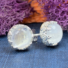 Load image into Gallery viewer, Moonstone Earrings, Bridal Earrings, Pearl Post Earrings, Pearl Jewelry, Anniversary Gift, Mom Gift, Wiccan Jewelry, June Birthstone
