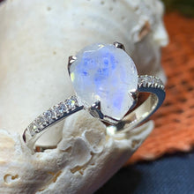 Load image into Gallery viewer, Moonstone Ring, Promise Ring, Moonstone Engagement Ring, Anniversary Gift, Wiccan Jewelry, Boho Ring, Mom Gift, Wife Gift, Cocktail Ring