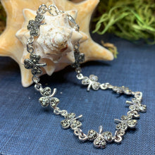 Load image into Gallery viewer, Shamrock Irish Bracelet, Clover Bracelet, Irish Jewelry, Silver Celtic Jewelry, Anniversary, Ireland Gift, Nature Jewelry, Clover Bracelet