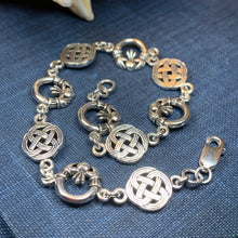 Load image into Gallery viewer, Claddagh Celtic Knot Bracelet, Love Knot Jewelry, Celtic Jewelry, Irish Jewelry, Silver Ireland Gift, Wife Gift, Girlfriend Gift, Mom Gift