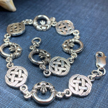 Load image into Gallery viewer, Claddagh Celtic Knot Bracelet, Love Knot Jewelry, Celtic Jewelry, Irish Jewelry, Silver Ireland Gift, Wife Gift, Girlfriend Gift, Mom Gift