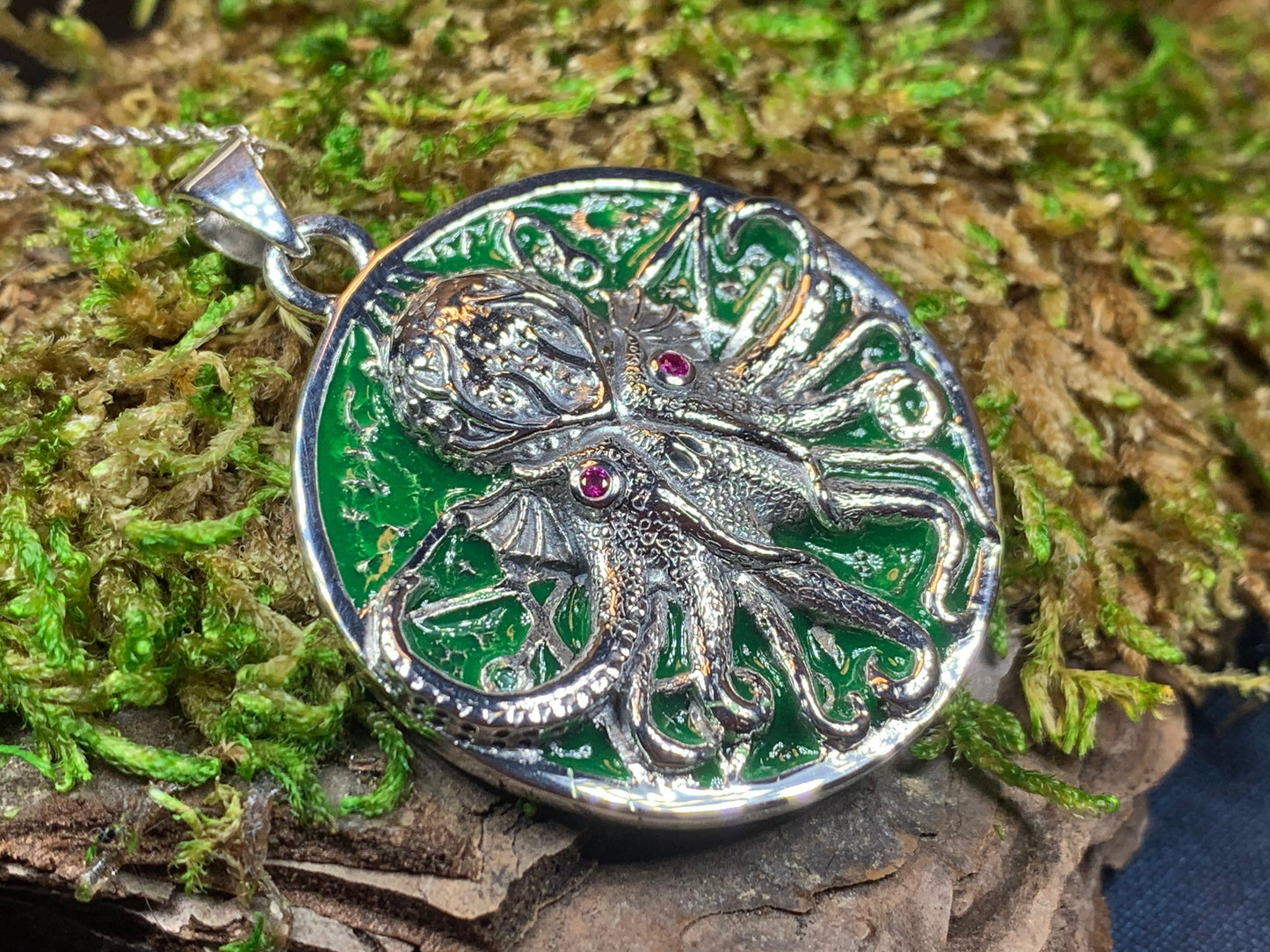 Fearsome Cthulhu Octopus Necklace in Sterling Silver — view 7