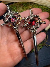 Load image into Gallery viewer, Stag Kilt Pin, Celtic Jewelry, Scotland Jewelry, Celtic Brooch, Tartan Pin, Sword Pin, Groom Gift, Best Man Gift, Bagpiper Gift, Dad Gift