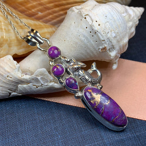 Mermaid Necklace, Celtic Jewelry, Purple Turquoise Jewelry, Anniversary Gift, Nautical Jewelry, Ocean Pendant, Beach Jewelry, Sea Jewelry