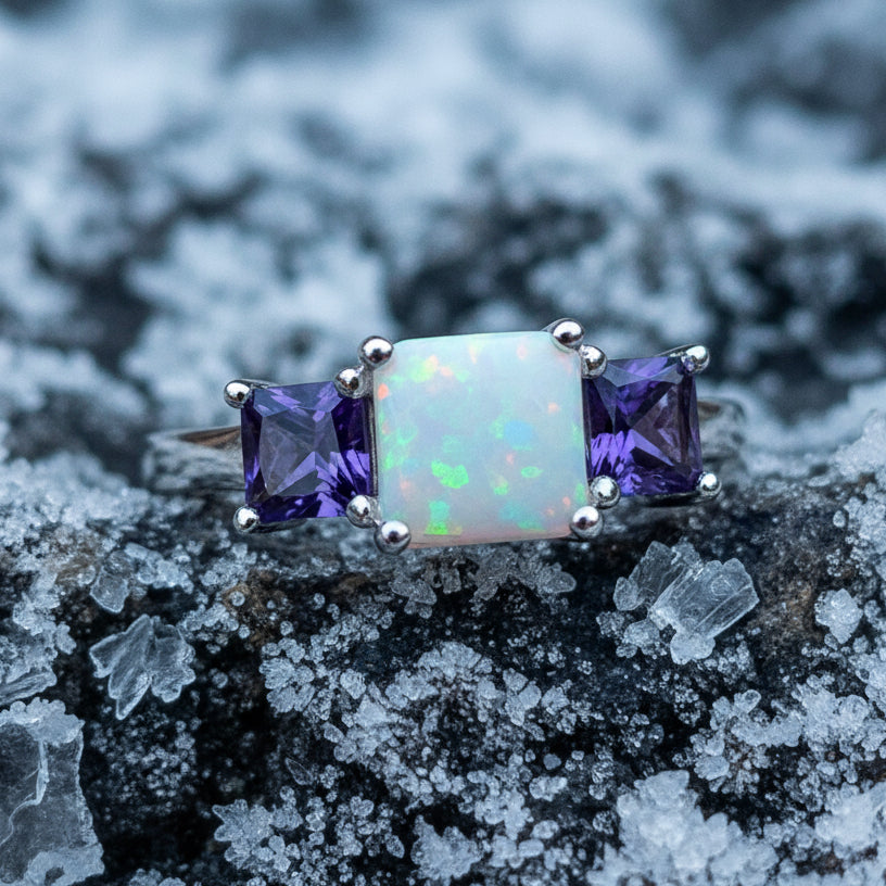 Scottish Mist Opal & Amethyst Ring — view 10