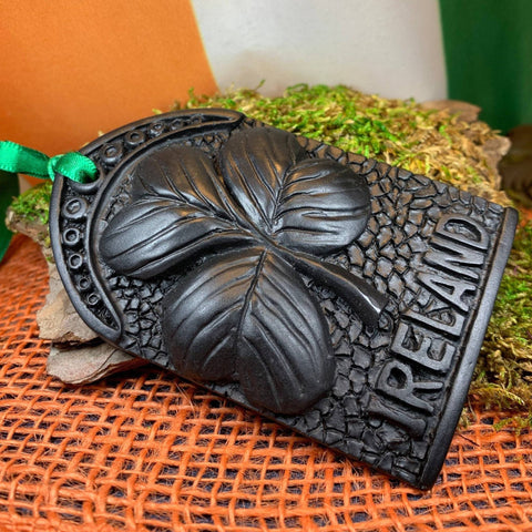 Load image into Gallery viewer, Shamrock Ornament, Turf Hanging Ornament, Christmas Tree Ornament, Ireland Shamrock Gift, Irish Turf Gift, Housewarming Gift, New Home Gift