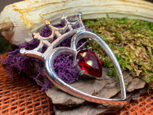 Load image into Gallery viewer, Ruby Luckenbooth Brooch, Scotland Brooch, Outlander Jewelry, Mom Gift, Wife Gift, Girlfriend Gift, Anniversary Gift, Heart Bride Pin