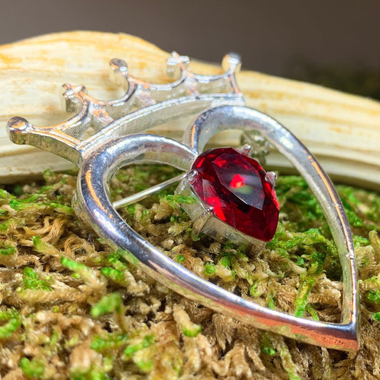 Ruby Luckenbooth Brooch, Scotland Brooch, Outlander Jewelry, Mom Gift, Wife Gift, Girlfriend Gift, Anniversary Gift, Heart Bride Pin