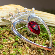 Load image into Gallery viewer, Ruby Luckenbooth Brooch, Scotland Brooch, Outlander Jewelry, Mom Gift, Wife Gift, Girlfriend Gift, Anniversary Gift, Heart Bride Pin