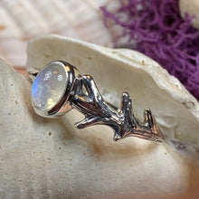 Load image into Gallery viewer, Crescent Moon Ring, Moonstone Ring, Celestial Ring, Irish Jewelry, Celtic Ring, Anniversary Gift, Wiccan Jewelry, Boho Ring, Mom Gift