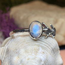 Load image into Gallery viewer, Crescent Moon Ring, Moonstone Ring, Celestial Ring, Irish Jewelry, Celtic Ring, Anniversary Gift, Wiccan Jewelry, Boho Ring, Mom Gift