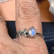 Load image into Gallery viewer, Crescent Moon Ring, Moonstone Ring, Celestial Ring, Irish Jewelry, Celtic Ring, Anniversary Gift, Wiccan Jewelry, Boho Ring, Mom Gift