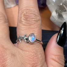Load image into Gallery viewer, Crescent Moon Ring, Moonstone Ring, Celestial Ring, Irish Jewelry, Celtic Ring, Anniversary Gift, Wiccan Jewelry, Boho Ring, Mom Gift
