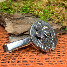 Load image into Gallery viewer, Claddagh Tie Bar, Celtic Jewelry, Irish Gift for Him, Shamrock Tie Clip, Ireland Dad Gift, Graduation Gift, Men's Jewelry, Celtic Tie Clip