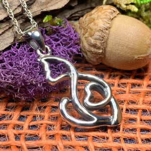 Cat Necklace, Celtic Knot Jewelry, Irish Jewelry, Cat Lover Gift, Nature Necklace, Animal Jewelry, Wiccan Jewelry, Mom Gift, Wife Gift