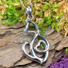 Load image into Gallery viewer, Cat Necklace, Celtic Knot Jewelry, Irish Jewelry, Cat Lover Gift, Nature Necklace, Animal Jewelry, Wiccan Jewelry, Mom Gift, Wife Gift
