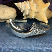 Load image into Gallery viewer, Moon Bracelet, Celtic Jewelry, Irish Jewelry, Crescent Moon Jewelry, Celestial Jewelry, Viking Jewelry, Bangle Bracelet, Cuff Bracelet