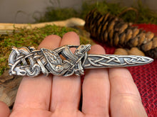 Load image into Gallery viewer, Welsh Dragon Kilt Pin, Celtic Jewelry, Wales Jewelry, Celtic Brooch, Tartan Pin, Sword Pin, Groom Gift, Best Man Gift, Bagpiper Gift

