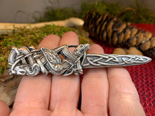 Load image into Gallery viewer, Welsh Dragon Kilt Pin, Celtic Jewelry, Wales Jewelry, Celtic Brooch, Tartan Pin, Sword Pin, Groom Gift, Best Man Gift, Bagpiper Gift