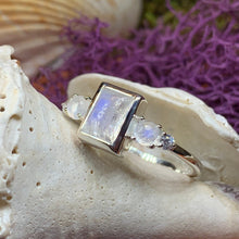Load image into Gallery viewer, Moonstone Ring, Moonstone Engagement Ring, Boho Statement Ring, Anniversary Gift, Wiccan Jewelry, Silver Boho Ring, Mom Gift, Wife Gift
