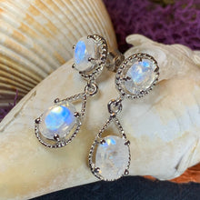 Load image into Gallery viewer, Moonstone Earrings, Bridal Drop Earrings, Faceted Moonstone Dangle Earrings, Anniversary Gift, Mom Gift, Wiccan Jewelry, June Birthstone