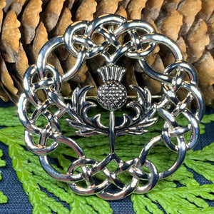 Thistle Brooch, Celtic Jewelry, Scotland Jewelry, Outlander Jewelry, Bagpiper Gift, Thistle Pin, Wiccan Jewelry, Celtic Knot Brooch