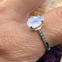Load image into Gallery viewer, Moonstone Ring, Promise Ring, Moonstone Engagement Ring, Anniversary Gift, Wiccan Jewelry, Boho Ring, Mom Gift, Wife Gift, Cocktail Ring