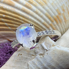 Load image into Gallery viewer, Moonstone Ring, Promise Ring, Moonstone Engagement Ring, Anniversary Gift, Wiccan Jewelry, Boho Ring, Mom Gift, Wife Gift, Cocktail Ring