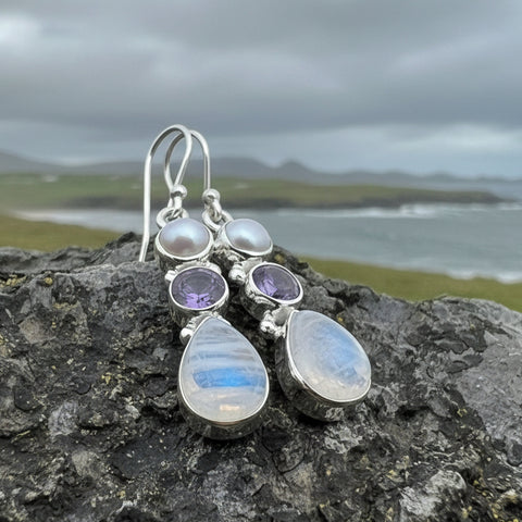 Load image into Gallery viewer, Ava Moonstone Earrings for Women