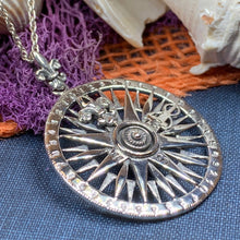 Load image into Gallery viewer, Compass Necklace, Celtic Necklace, Women Nautical Pendant, Travel Lover Gift, Anniversary Gift, Outlander Jewelry, Fluer De Lis Jewelry