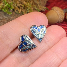 Load image into Gallery viewer, Celtic Heart Stud Earrings, Irish Jewelry, Celtic Jewelry, Anniversary Gift, Bridal Jewelry, Norse Jewelry, Scottish Jewelry, Wiccan Jewelry
