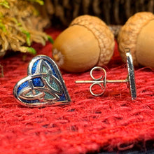 Load image into Gallery viewer, Celtic Heart Stud Earrings, Irish Jewelry, Celtic Jewelry, Anniversary Gift, Bridal Jewelry, Norse Jewelry, Scottish Jewelry, Wiccan Jewelry