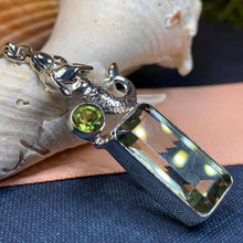 Load image into Gallery viewer, Mermaid Necklace, Amethyst Celtic Jewelry, Peridot Nautical Jewelry, Anniversary Gift, Ocean Jewelry, Beach Lover Jewelry, Sea Pendant
