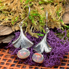 Load image into Gallery viewer, Gingko Earrings, Opal Jewelry, Tree Jewelry, Gemstone Jewelry, Leaf Jewelry, Anniversary Gift, Nature Jewelry, October Birthstone, Mom Gift