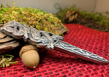 Load image into Gallery viewer, Celtic Raven Kilt Pin, Scottish Jewelry, Irish Kilt Pin, Tartan Pin, Cape Pin, Bagpiper Gift, Scotland Pin, Celtic Shawl Pin, Viking Jewelry