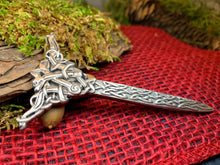 Load image into Gallery viewer, Dragon Kilt Pin, Scottish Jewelry, Celtic Kilt Pin, Tartan Pin, Cape Pin, Bagpiper Gift, Scotland Pin, Celtic Shawl Pin, Viking Jewelry