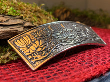 Load image into Gallery viewer, Waterlillies Hair Clip, Celtic Barrette, Water Lily Jewelry, Art Deco Jewelry, Friendship Gift, Wicca Jewelry, Hair Jewelry, Pewter Barrette