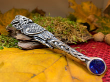 Load image into Gallery viewer, Celtic Raven Kilt Pin, Scottish Jewelry, Irish Kilt Pin, Tartan Pin, Cape Pin, Bagpiper Gift, Scotland Pin, Celtic Shawl Pin, Viking Jewelry