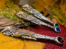 Load image into Gallery viewer, Celtic Raven Kilt Pin, Scottish Jewelry, Irish Kilt Pin, Tartan Pin, Cape Pin, Bagpiper Gift, Scotland Pin, Celtic Shawl Pin, Viking Jewelry
